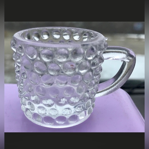 Vintage Mug Handled Glass Hobnail Textured Antique Penny Candy Scoop - Picture 7 of 10